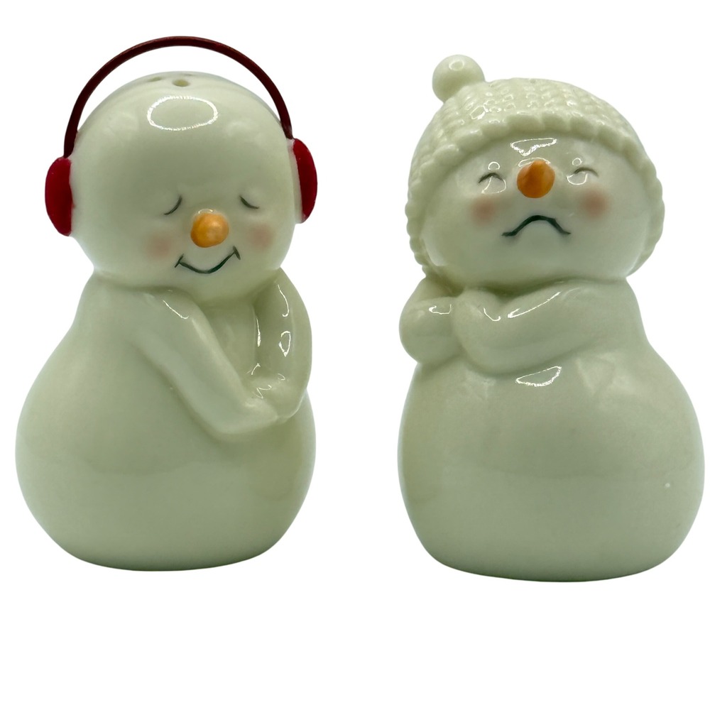 Dept. 56 Snowpinions Salt and Pepper Set Snowman Couple‎ 50th Anniversary